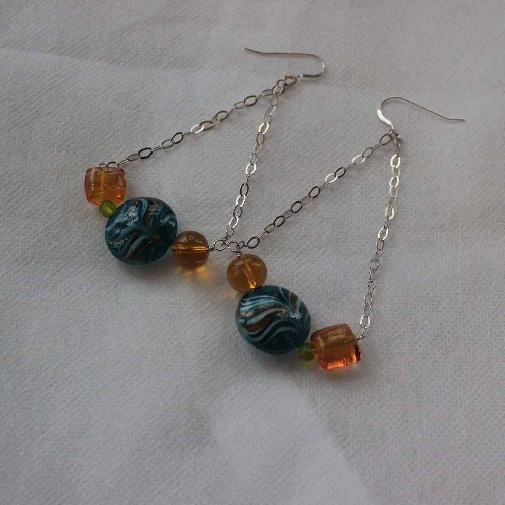 Colorful Stone Dangle Earrings